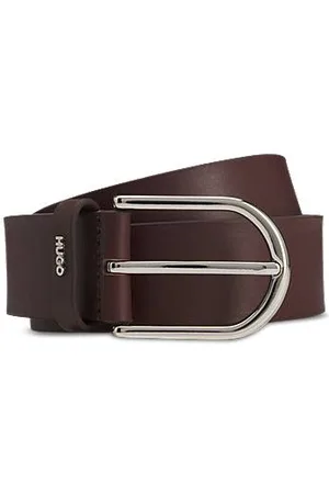 HUGO BOSS Ledergürtel mit Logo-Schriftzug auf der Schlaufe
