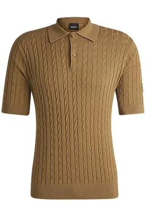HUGO BOSS Gestricktes Reitsport-Poloshirt mit Zopfmuster