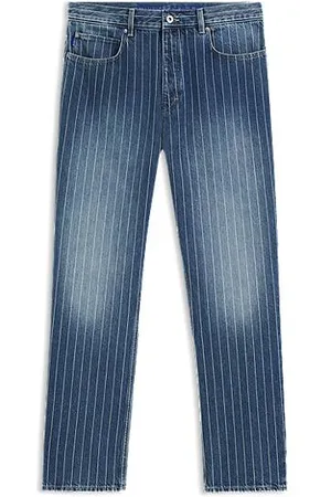 HUGO BOSS Baggy-Fit Jeans aus blauem Denim mit Nadelstreifen
