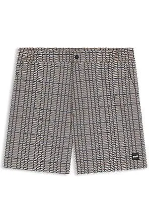 HUGO BOSS Badeshorts mit feinem Print und Logo-Aufnäher