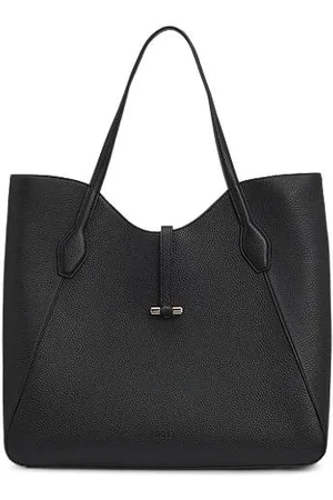 HUGO BOSS Tote Bag aus genarbtem Leder mit goldfarbenen Metalldetails