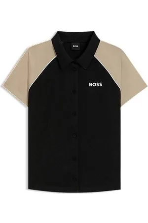 HUGO BOSS Active Top mit Jacquard-Monogrammen und Knopfleiste