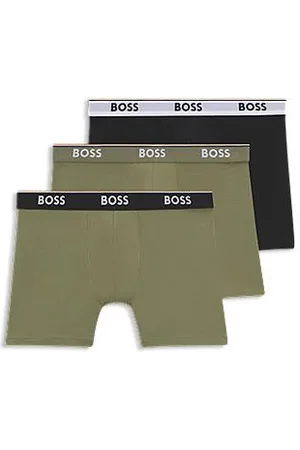 HUGO BOSS Dreier-Pack eng anliegende Boxershorts aus Stretch-Baumwolle mit Logos