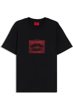HUGO BOSS T-Shirt aus Baumwoll-Jersey mit Lippen-Artwork