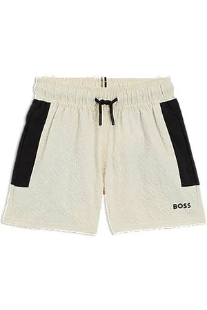 HUGO BOSS Kids-Badeshorts aus Seersucker-Gewebe mit Logo-Print