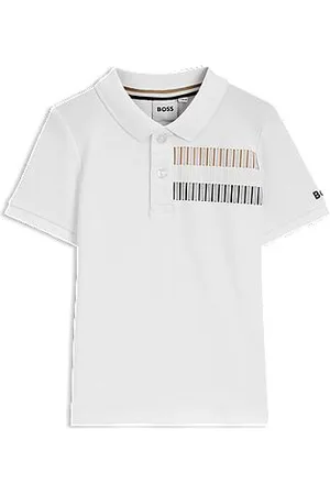 HUGO BOSS Kids-Poloshirt aus Stretch-Baumwolle mit Signature-Streifen