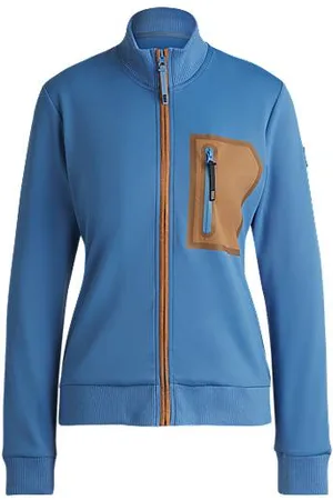 HUGO BOSS Reitsport-Cardigan mit Reißverschlusstasche auf der Brust