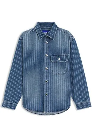 HUGO BOSS Oversized Hemd aus blauem Denim mit Streifen