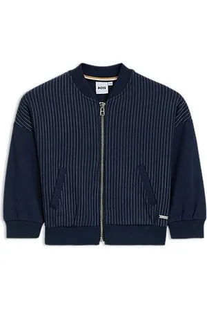 HUGO BOSS Kids-Strickjacke aus gestreiftem Stretch-Gewebe