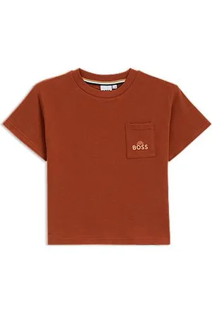 HUGO BOSS Loose-Fit Kids-T-Shirt aus Baumwolle mit gesticktem Artwork