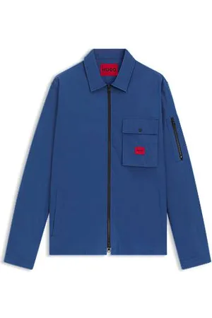 HUGO BOSS Canvas-Overshirt aus Baumwoll-Mix mit Reißverschluss und Logo-Label