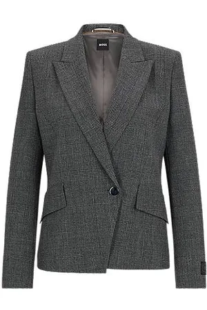 HUGO BOSS Karierter Regular-Fit Blazer mit steigendem Revers