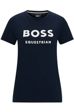 HUGO BOSS Reitsport-T-Shirt aus Stretch-Baumwolle mit Logo-Details