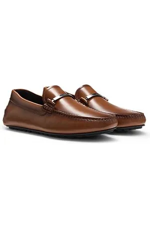 HUGO BOSS Loafer aus Leder mit metallenen Logo-Details