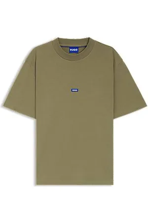HUGO BOSS Regular-Fit T-Shirt aus Baumwoll-Jersey mit blauem Logo-Patch