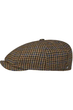 Lierys 8 Panel Houndstooth Flatcap Schirmm?tze Schieberm?tze Ballonm?tze Wollcap