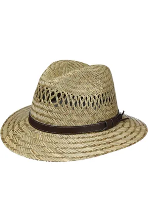 Lipodo Traveller Strohhut mit Lederband Sonnenhut Strohtraveller Sommerhut Strandhut