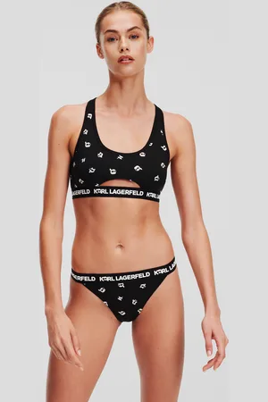 Karl Lagerfeld Ikon karl Peephole-bralette, Frau, Ikon 2.0 KL AOP Schwarz, Größe: XXS