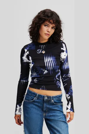 Karl Lagerfeld Langärmliges Top Mit Digital-print, Frau, , Größe: XXS
