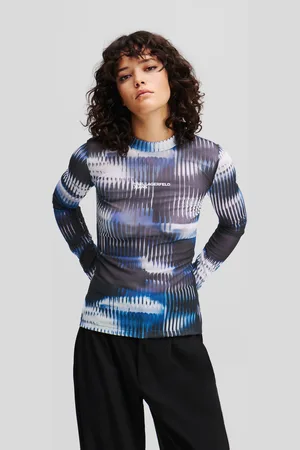 Karl Lagerfeld Mesh-top Mit Glitch-print, Frau, , Größe: XXS