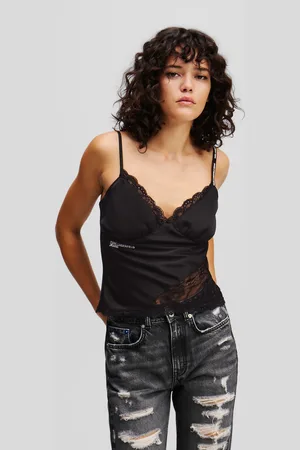Karl Lagerfeld Top Aus Satin Und Spitze, Frau, , Größe: XXS
