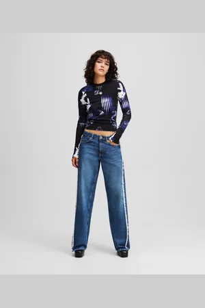 Karl Lagerfeld Jeans In Lässiger Passform Mit Mittelhohem Bund Und Fransen-details, Frau, , Größe: L2530