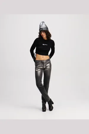 Karl Lagerfeld Beschichtete Slim-jeans Mit Mittelhohem Bund, Frau, , Größe: L2530