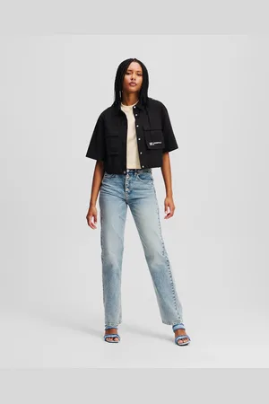 Karl Lagerfeld Hoch Geschnittene Jeans Mit Geradem Bein Und Knopfverschluss, Frau, , Größe: L2430