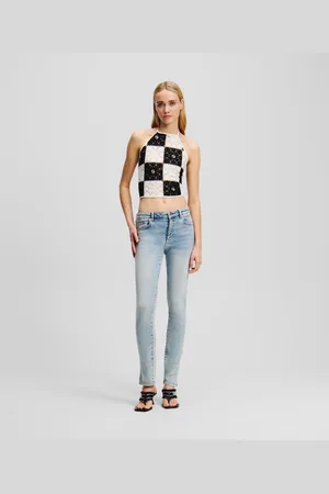 Karl Lagerfeld Hoch Geschnittene Skinny-jeans Mit Schlitz Am Saum, Frau, , Größe: L2432