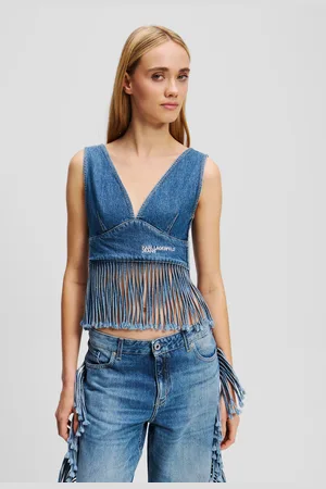 Karl Lagerfeld Denim-top Mit Fransen, Frau, , Größe: XXS