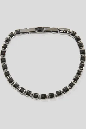 Karl Lagerfeld Schwarzes Kristallarmband, Frau, , Größe: L00