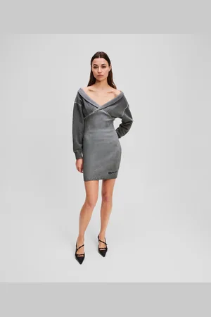 Karl Lagerfeld Schulterfreies Sweatshirtkleid, Frau, , Größe: XXS