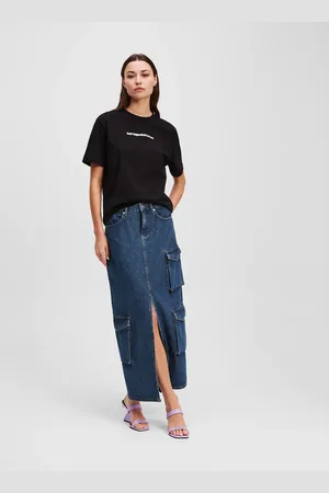 Karl Lagerfeld Maxirock Aus Denim Im Utility-stil, Frau, , Größe: XXS