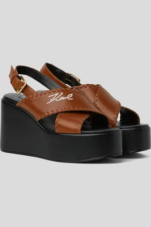 Karl Lagerfeld Karl Signature Wendy Whipstitch Schuhe Mit Keilabsatz, Frau, SCHWARZ BEIGE, Größe: L36