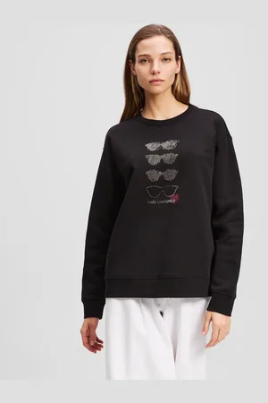 Karl Lagerfeld Sweatshirt Mit Sonnenbrillenmotiv Aus Strass, Frau, , Größe: XXS