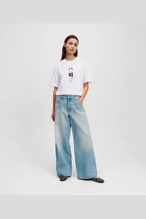 Karl Lagerfeld Jeans Mit Weitem Bein Und Falten, Frau, , Größe: L25
