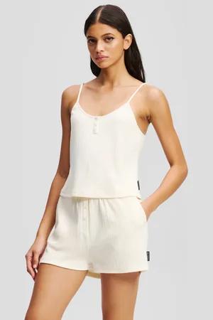 Karl Lagerfeld Geripptes Kurzes Pyjama-set Mit Karl-logo, Frau, , Größe: XXS