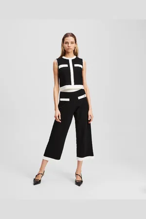 Karl Lagerfeld Strickhose Mit Kontrastierender Paspelierung, Frau, , Größe: XXS