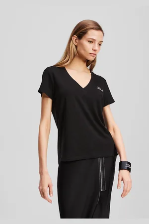 Karl Lagerfeld Karl Signature T-shirt Mit V-ausschnitt, Frau, , Größe: XXS