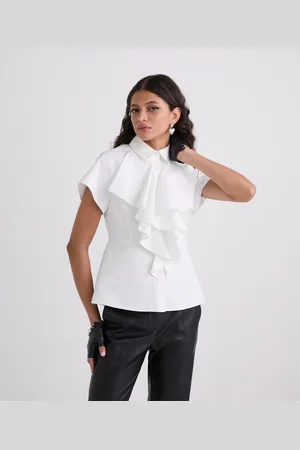 Karl Lagerfeld Kurzärmeliges Rüschenhemd, Frau, , Größe: X38