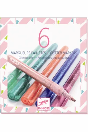 Djeco Tuschen - 6-tlg. - Pastel m. Glitzer - - One Size - Filzstifte