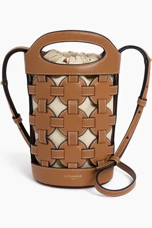 Le Tanneur Mini Bucket Bag Maison Abelé aus Baumwollcanvas und glattem Leder