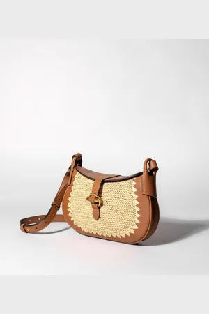 Le Tanneur Kleine Umhängetasche Pia raffia-Effekt und glattes Leder