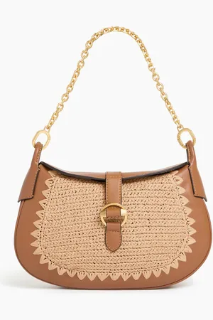 Le Tanneur Kleine Umhängetasche Pia raffia-Effekt und glattes Leder
