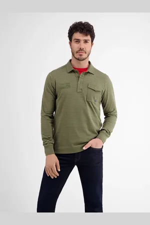 Lerros Longsleeve-Polo. gestreift
