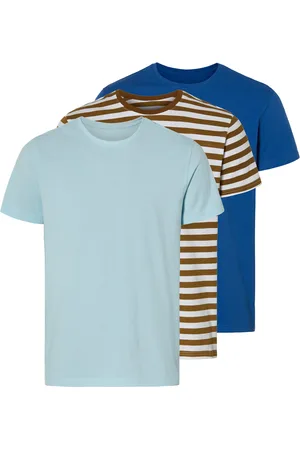 Livergy ® Herren T-Shirt 3 Stück (M(48/50), /gestreift/hellblau)