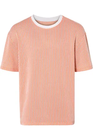 Livergy ® Herren T-Shirt Seersucker (S(44/46), orange/weiß)