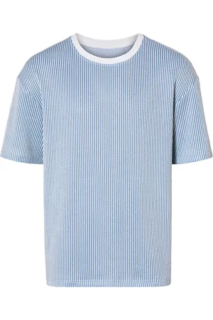 Livergy ® Herren T-Shirt Seersucker (S(44/46), blau/weiß)