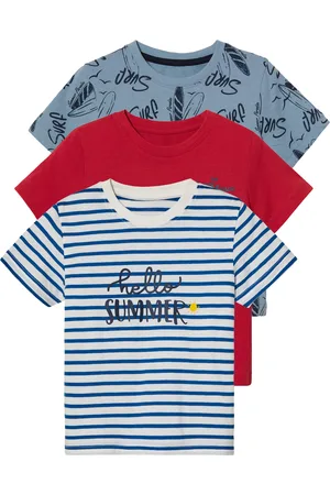 LUPILU ® Kleinkinder T-Shirts, 3 Stück (110/116, /rot/Streifen)