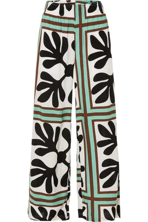Esmara ® Damen Hose Wide Leg ( /weiß/grün, XS (32/34))